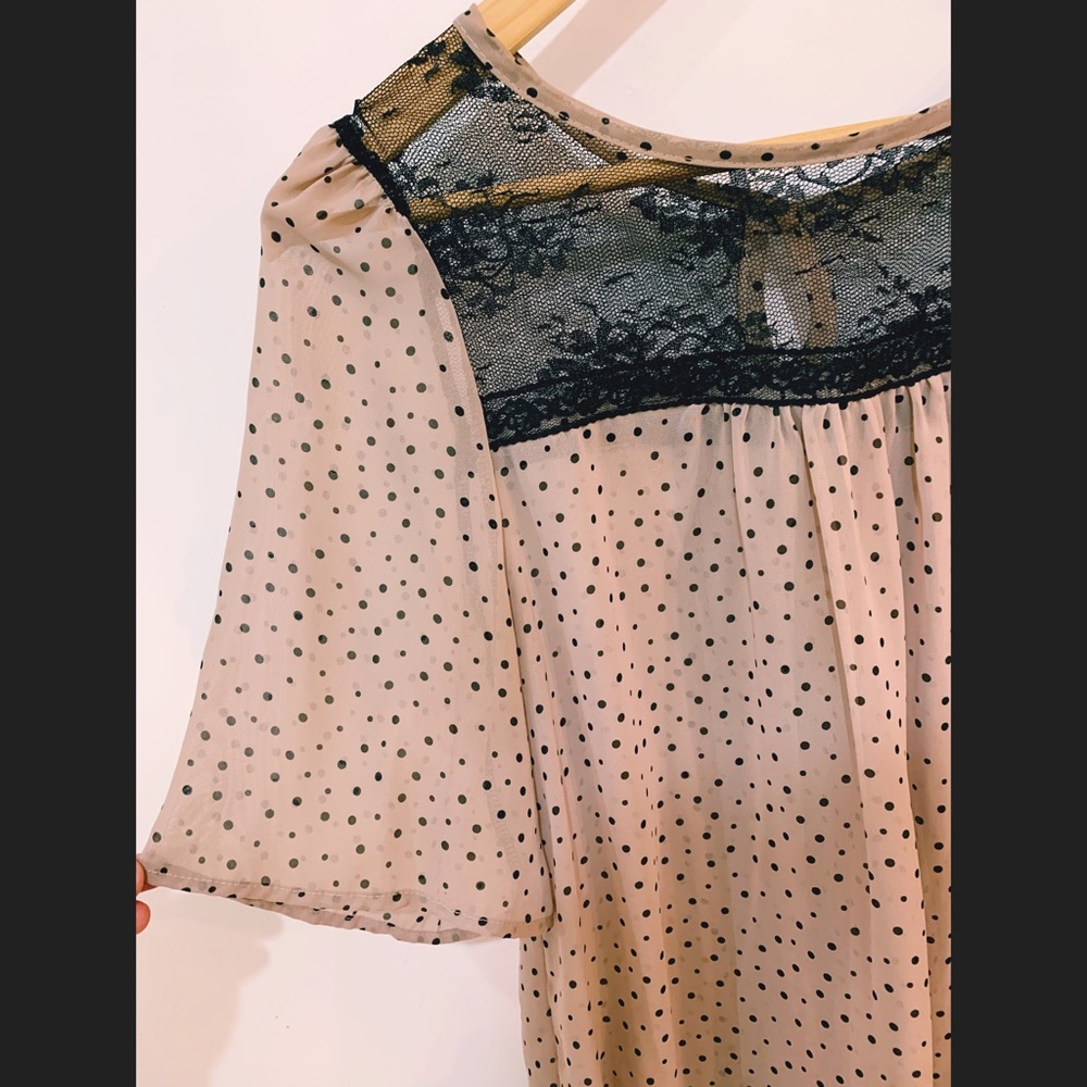 Flowy, Sheer, and Polka-dotted Blouse